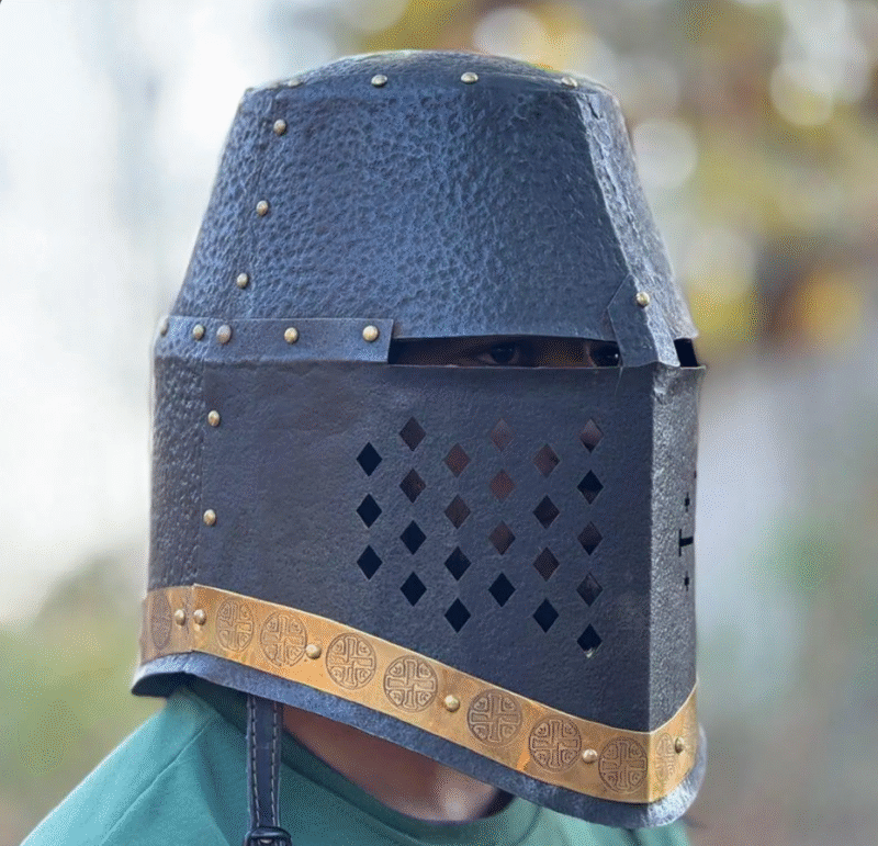Blackened Brass Holy Cross Great Templar Crusader Helmet - Image 5