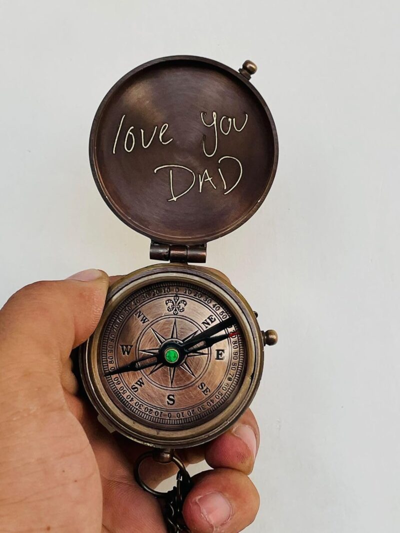 Brass Pocket Compass Personalized Engraved Compass is Unique Gifts for Men - Image 4