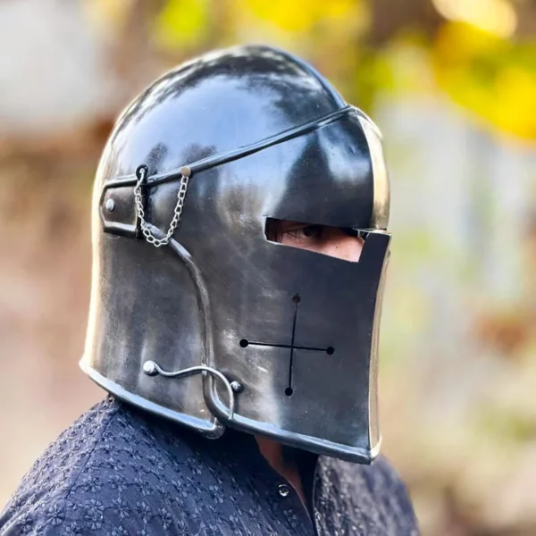 Medieval Black Barbuta Helmet, Knight Helmet Adult for Men