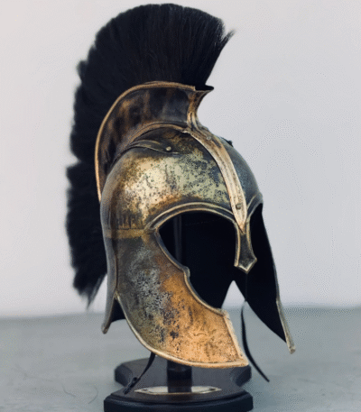Greek Helmet With Wooden Stand