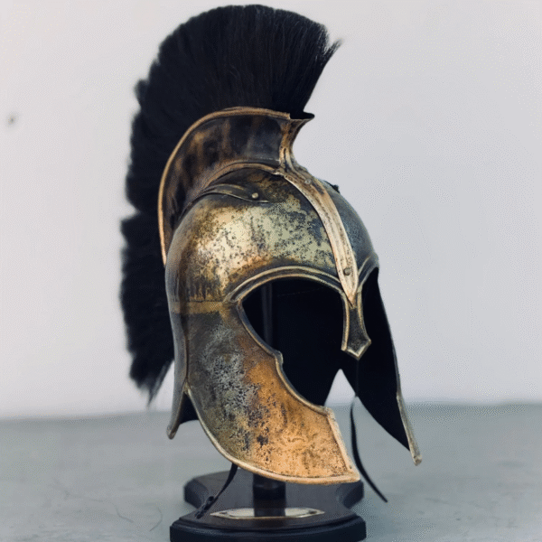 Greek Helmet With Wooden Stand