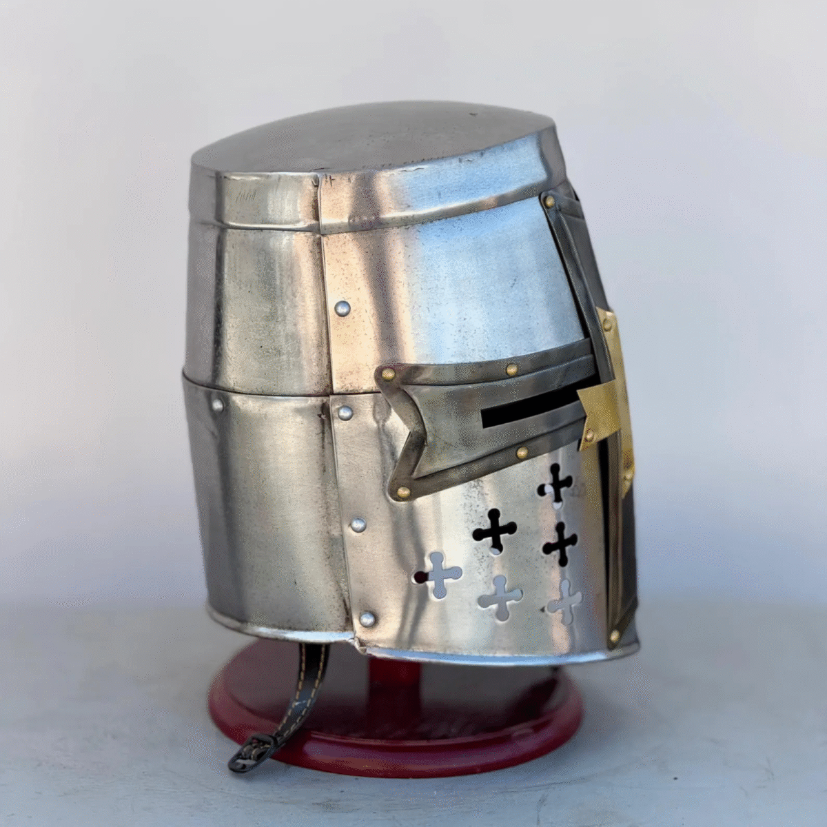 Medieval Knight Helmet Premium Crusader Black Cross Crusader Costume - Image 3