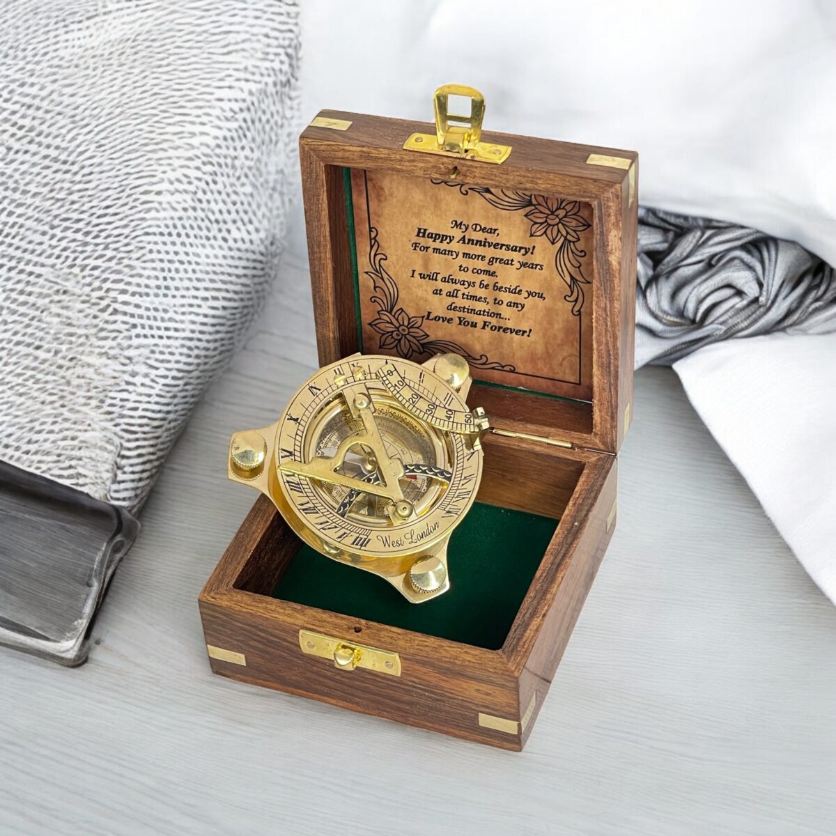 Antique Pocket Sundial Nautical Compass, Unique Gifts for Men - Image 7