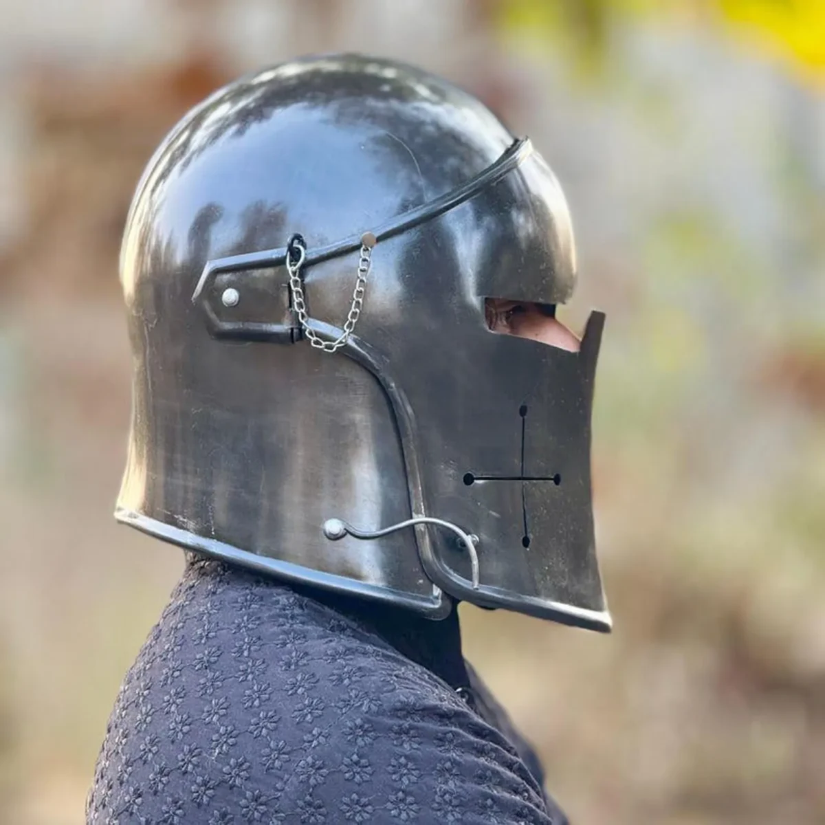 Medieval Black Barbuta Helmet, Brushed Steel Medieval Knight Helmet Adult for Men - Image 6