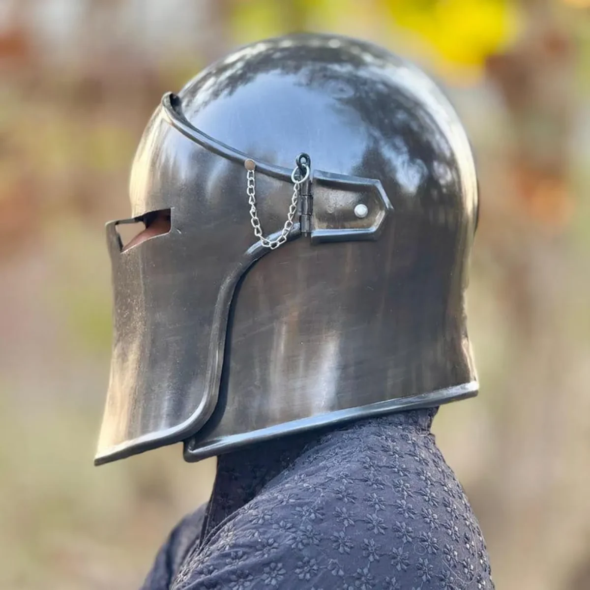 Medieval Black Barbuta Helmet, Brushed Steel Medieval Knight Helmet Adult for Men - Image 3